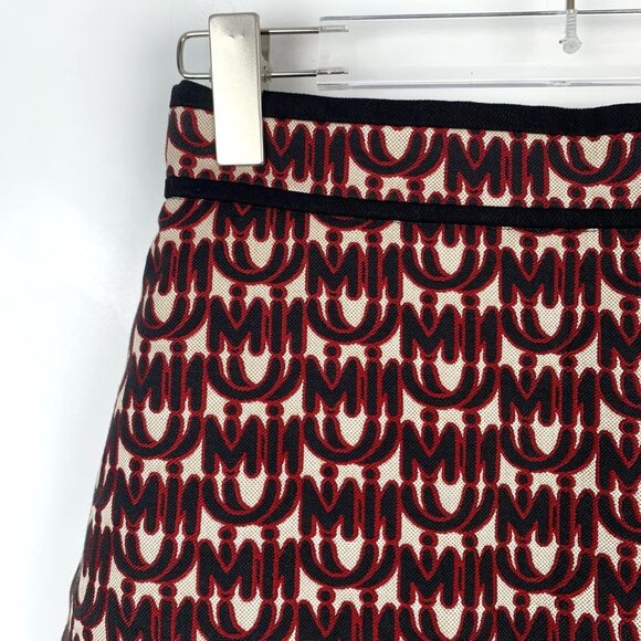 Miu Miu Logo-Print Cotton & Polyester Blend Mini Skirt Size 38 Made In Italy Bla - Picture 3 of 7